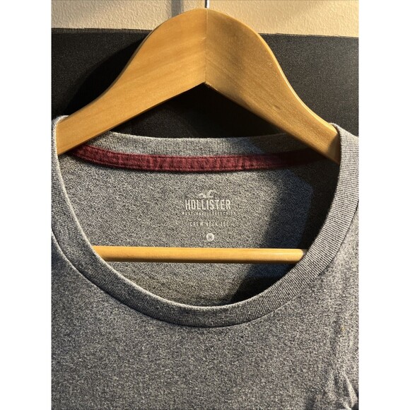 Hollister Mens T-shirt Gray MediumCrew Neck Short Sleeve Stretch Logo - Picture 7 of 11